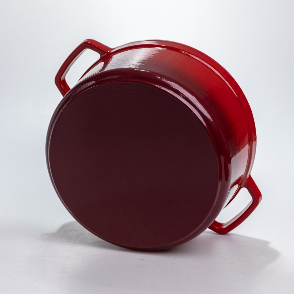 Кастрюля чугунная 4.5 л эмалированная с крышкой посуда для тушения запекания томления кухонная Красная HP-1-19-RED