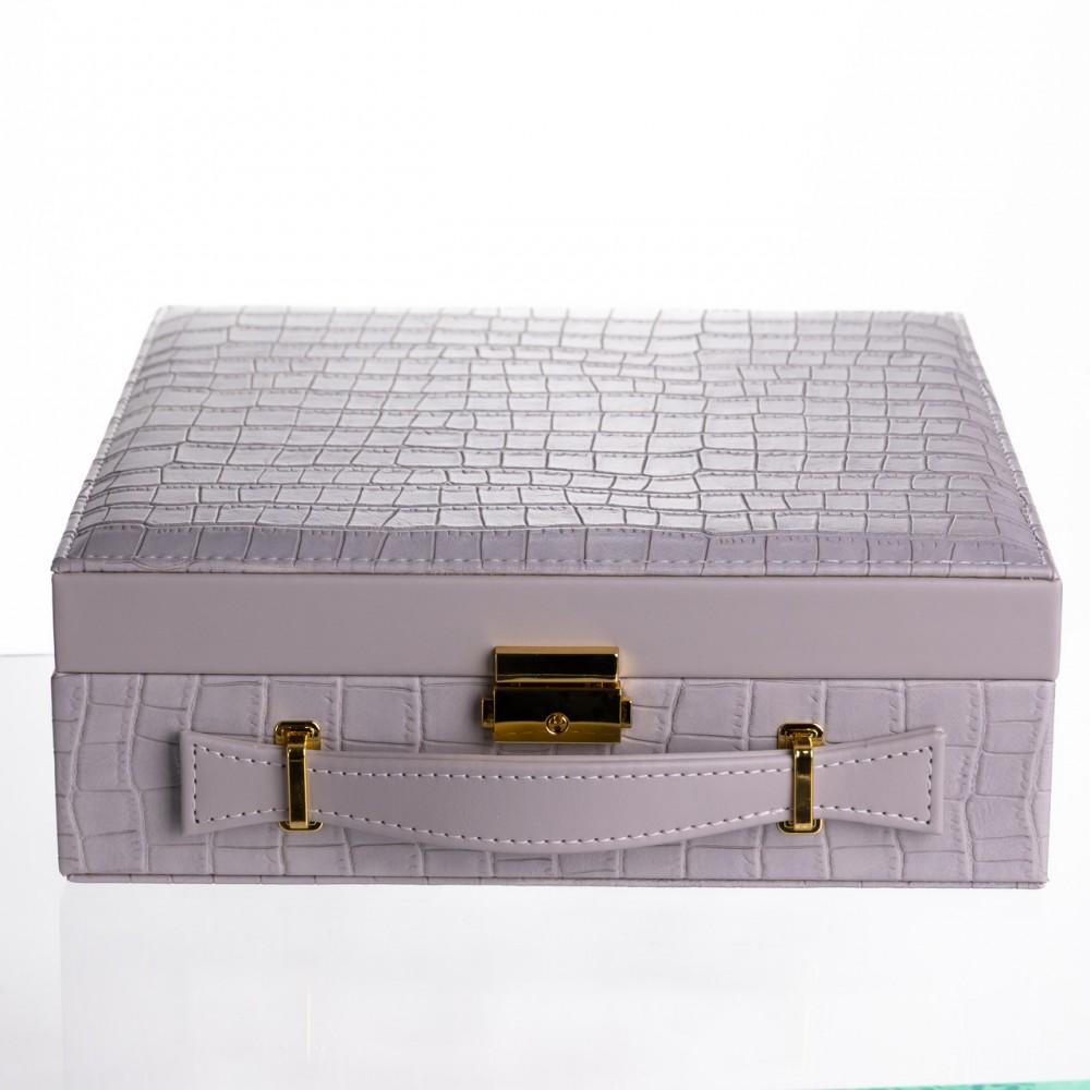 Шкатулка для украшений из эко кожи 2 яруса Серый HP-5-35G