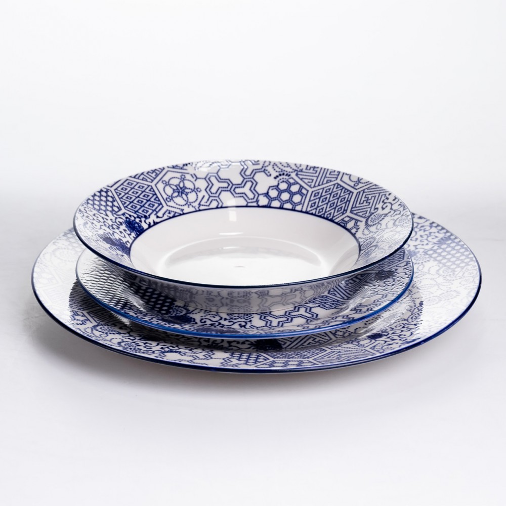 Столовый сервиз на 6 персон 18 предметов фарфоровый HP-HK-A5 Синий