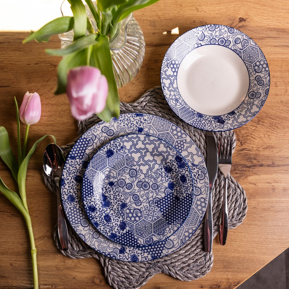 Столовый сервиз на 6 персон 18 предметов фарфоровый HP-HK-A5 Синий