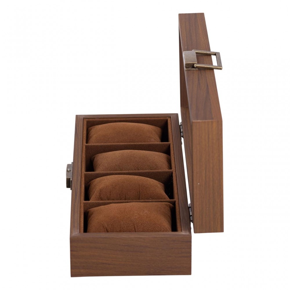 Шкатулка для часов 31×12×7,5 см, деревянная 4 отсека коричневая HP-5-13