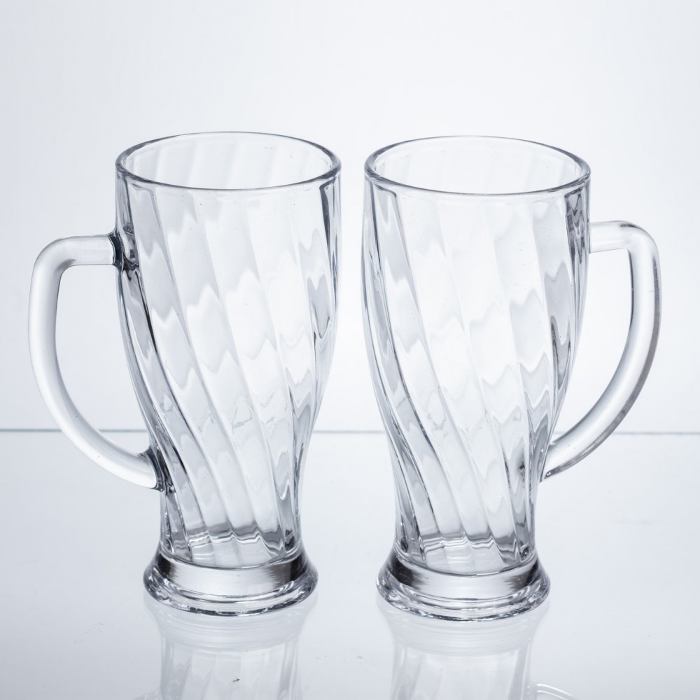 Набор кружек для пива Glass Mug стеклянных 2 штуки по 420 мл HP-17-59