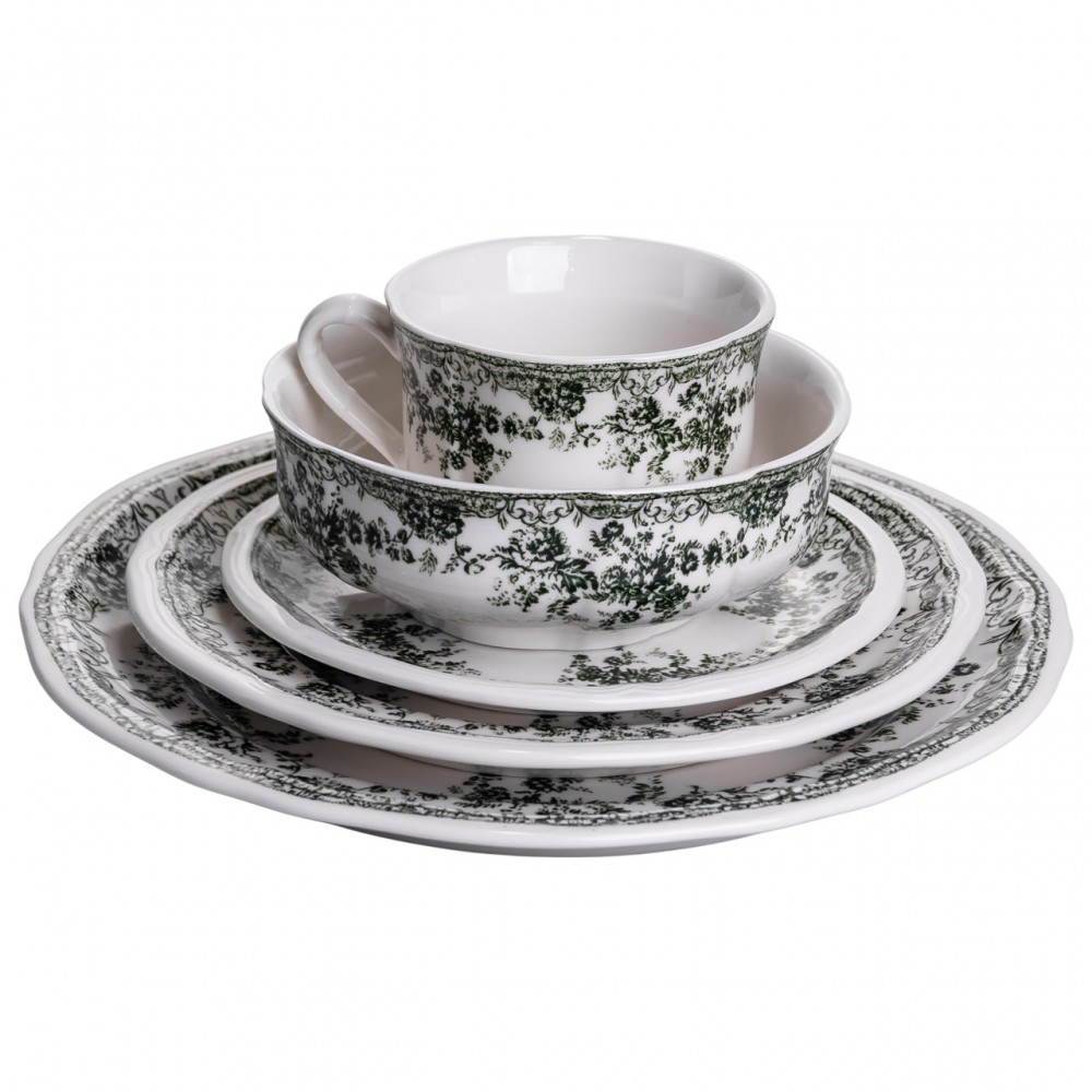 Столовий набір посуду 32 предмети на 6 осіб Vintage Elegant порцеляновий Чорний YY78-7A