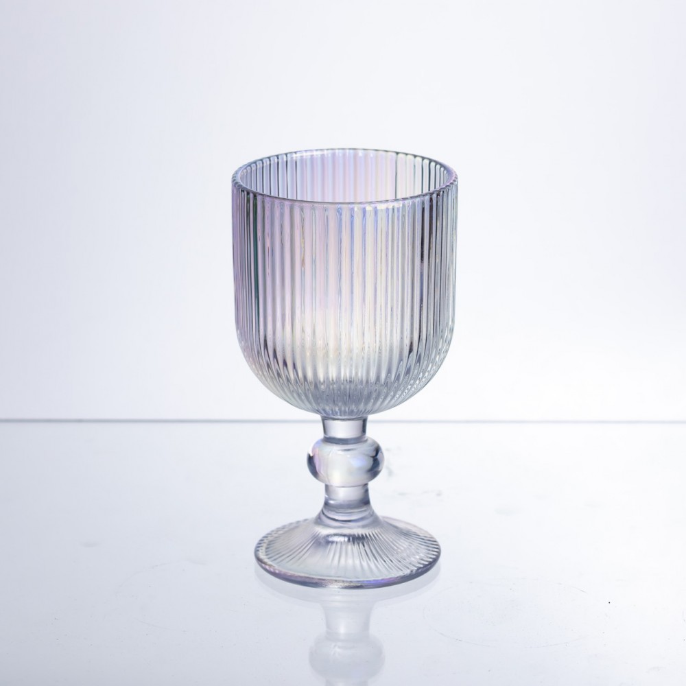 Набор бокалов для вина 6 штук по 300 мл ребристых из толстого стекла rainbow HP-19-234