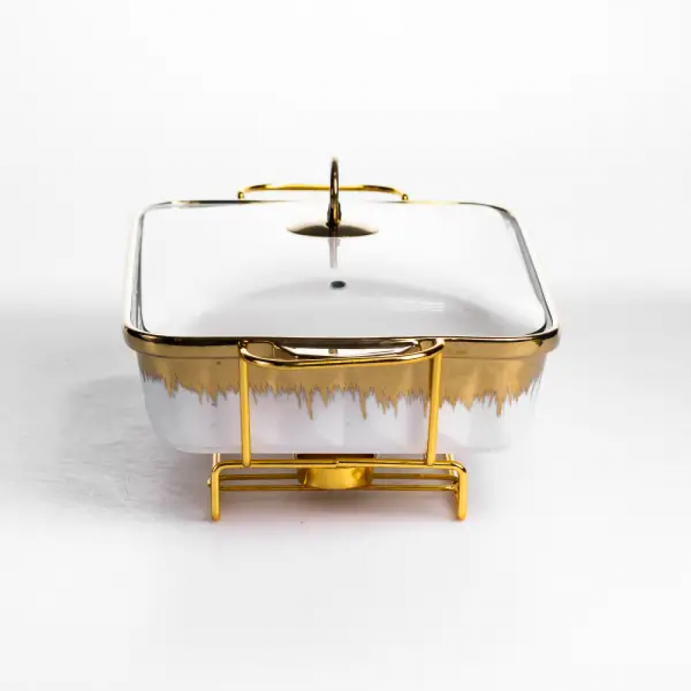 Мармитница фарфоровая 2 л на металлической подставке 40×22,5×15,5 см ML789-15