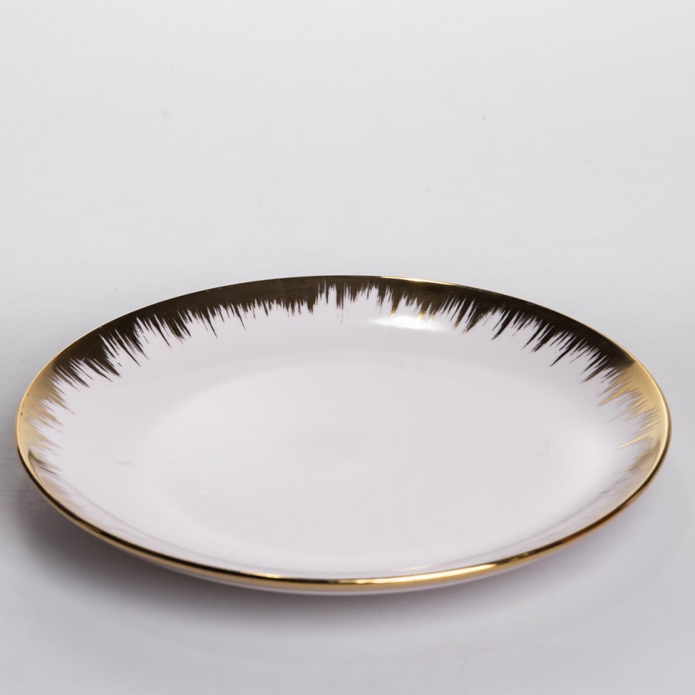 Столовый набор посуды тарелок и чашек 24 предмета на 6 персон "Изумруд" фарфоровый MD-16