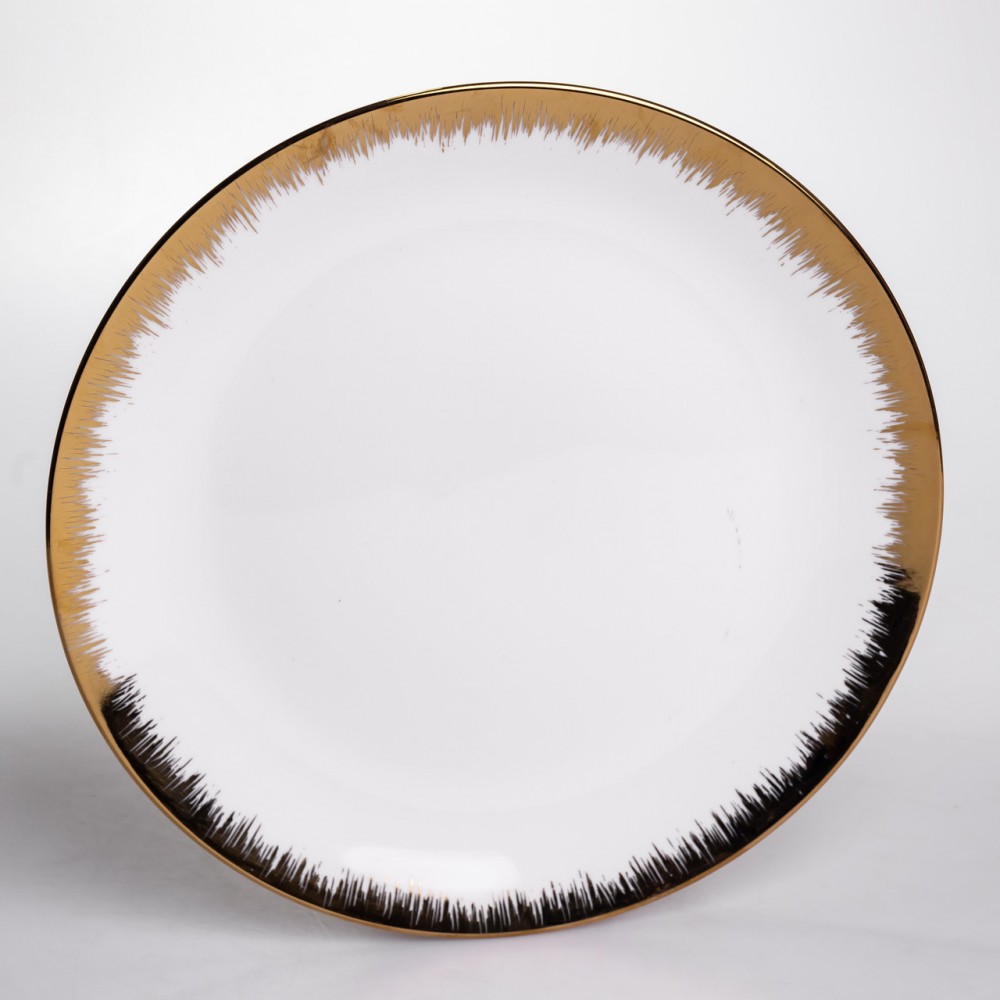 Столовый набор посуды тарелок и чашек 24 предмета на 6 персон "Изумруд" фарфоровый MD-16