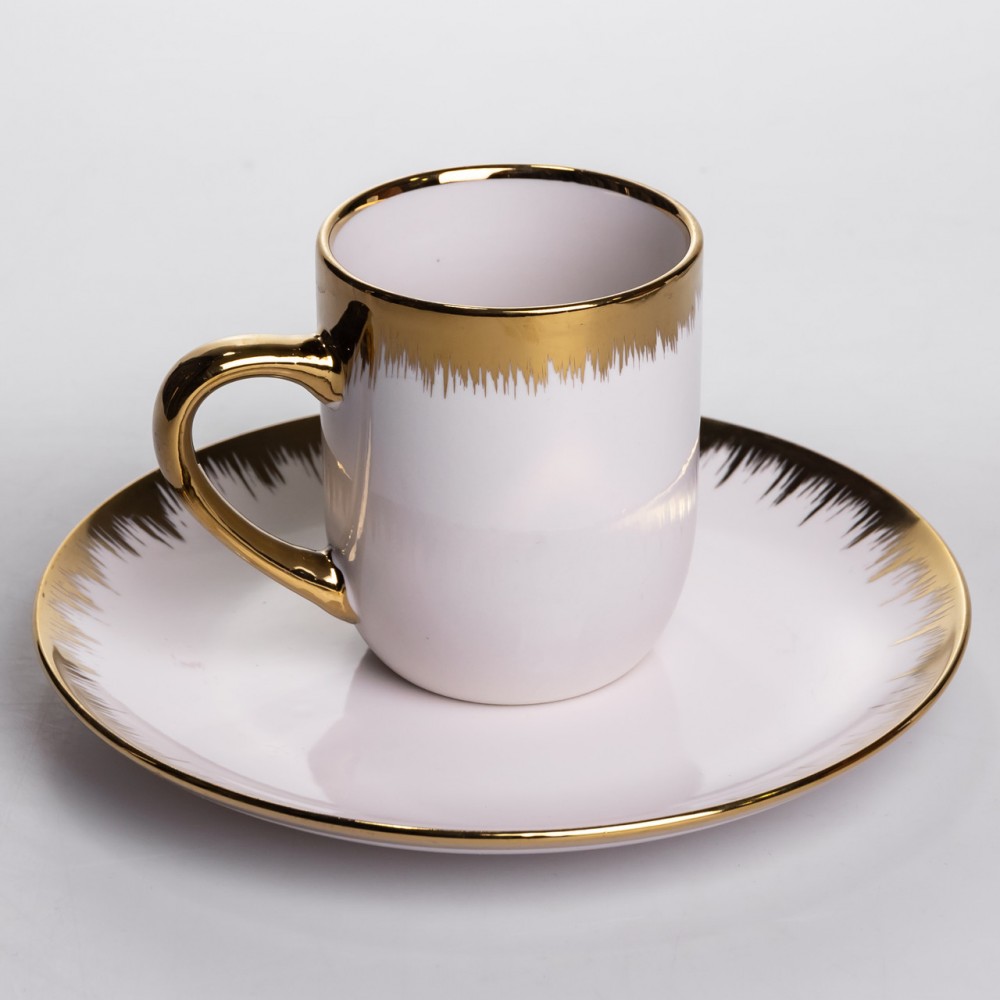 Столовый набор посуды тарелок и чашек 24 предмета на 6 персон "Изумруд" фарфоровый MD-16