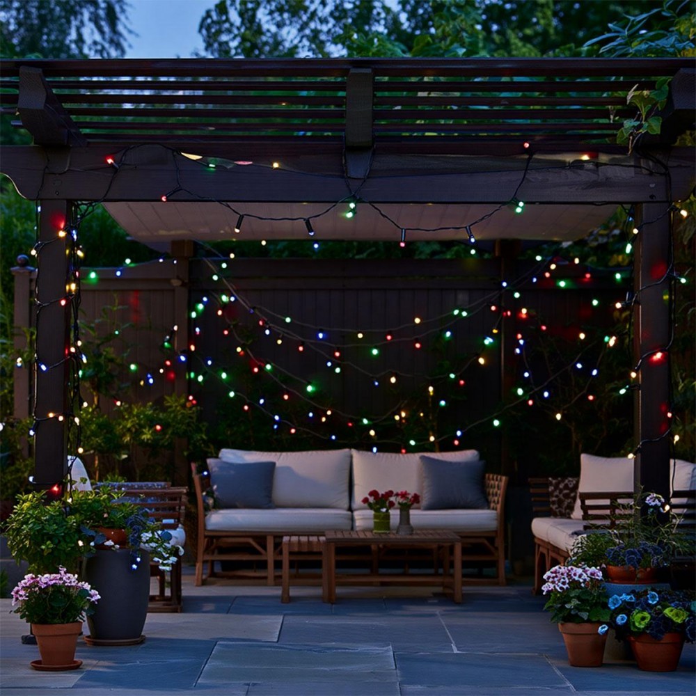 Новогодняя гирлянда уличная 50 м 500 LED с солнечной батареей черный провод Мультиколор SB500L50MBML