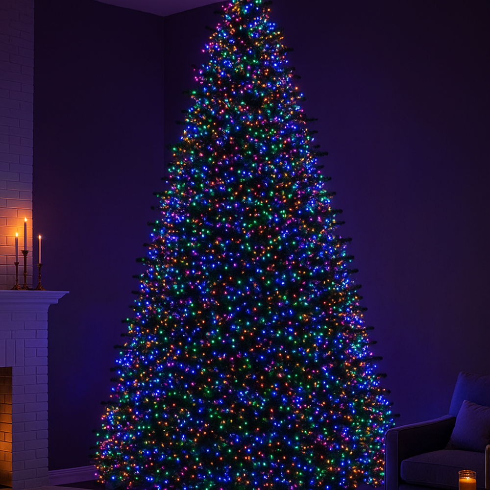 Новорічна гірлянда Хвойна лапа 100 м 3000 LED білий провід Мультиколір D3000L100MWML