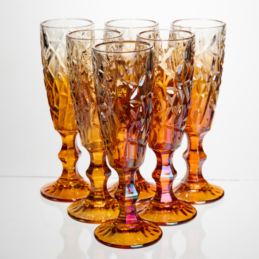 Набор бокалов для шампанского 6 штук 160 мл на ножке Yiwu HP-19-188