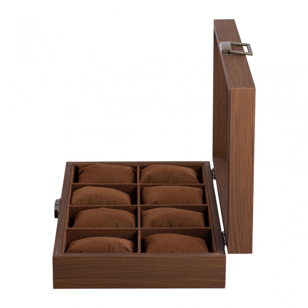 Деревянная шкатулка для часов 31×21×8,7 см на 8 отсеков коричневая HP-5-12