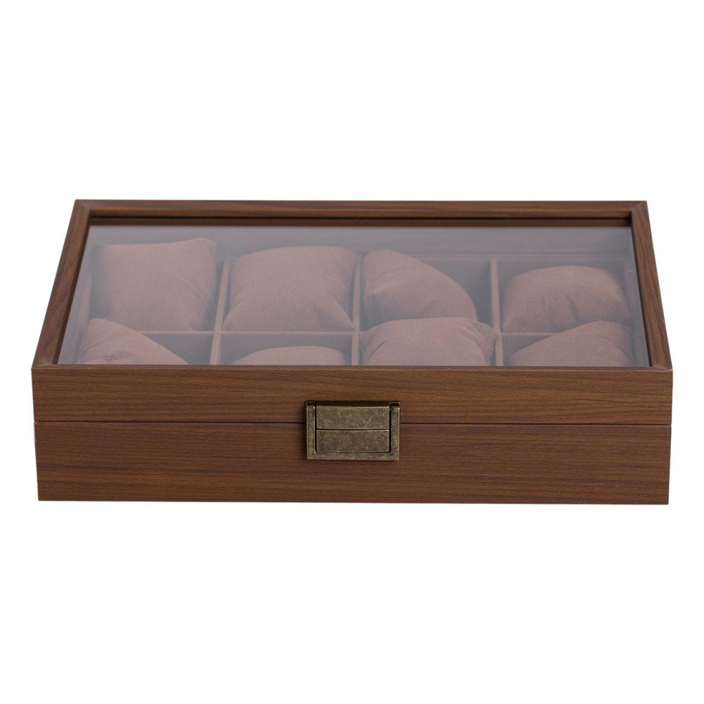 Деревянная шкатулка для часов 31×21×8,7 см на 8 отсеков коричневая HP-5-12