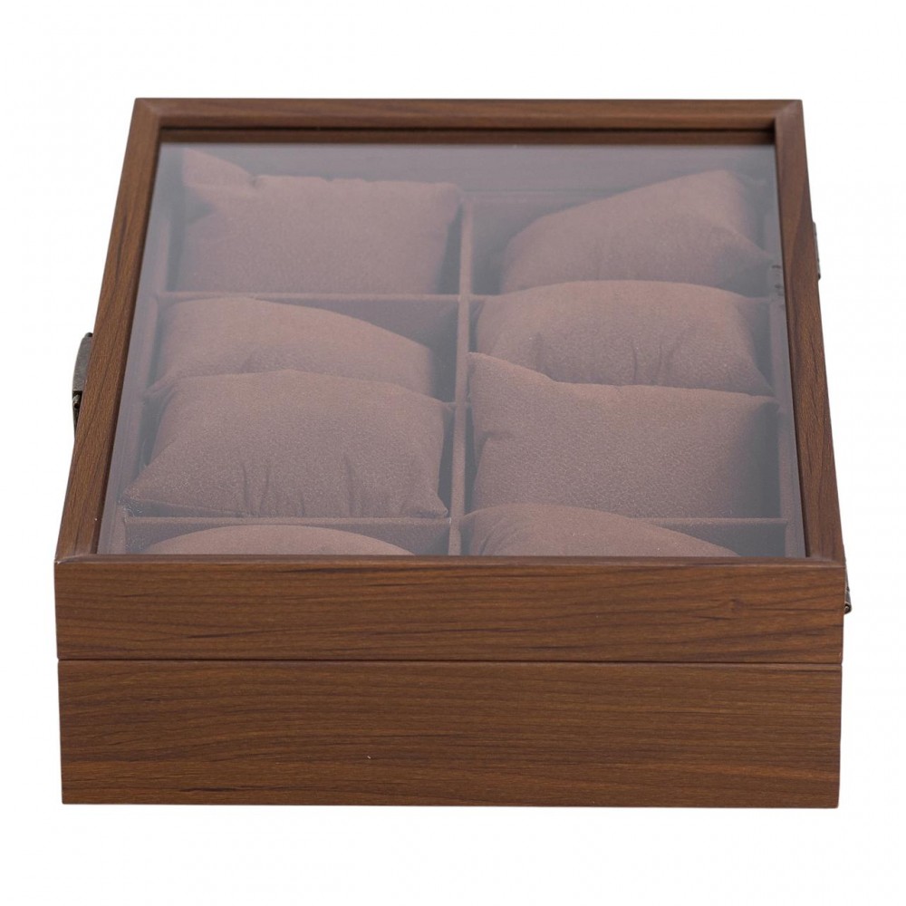 Деревянная шкатулка для часов 31×21×8,7 см на 8 отсеков коричневая HP-5-12