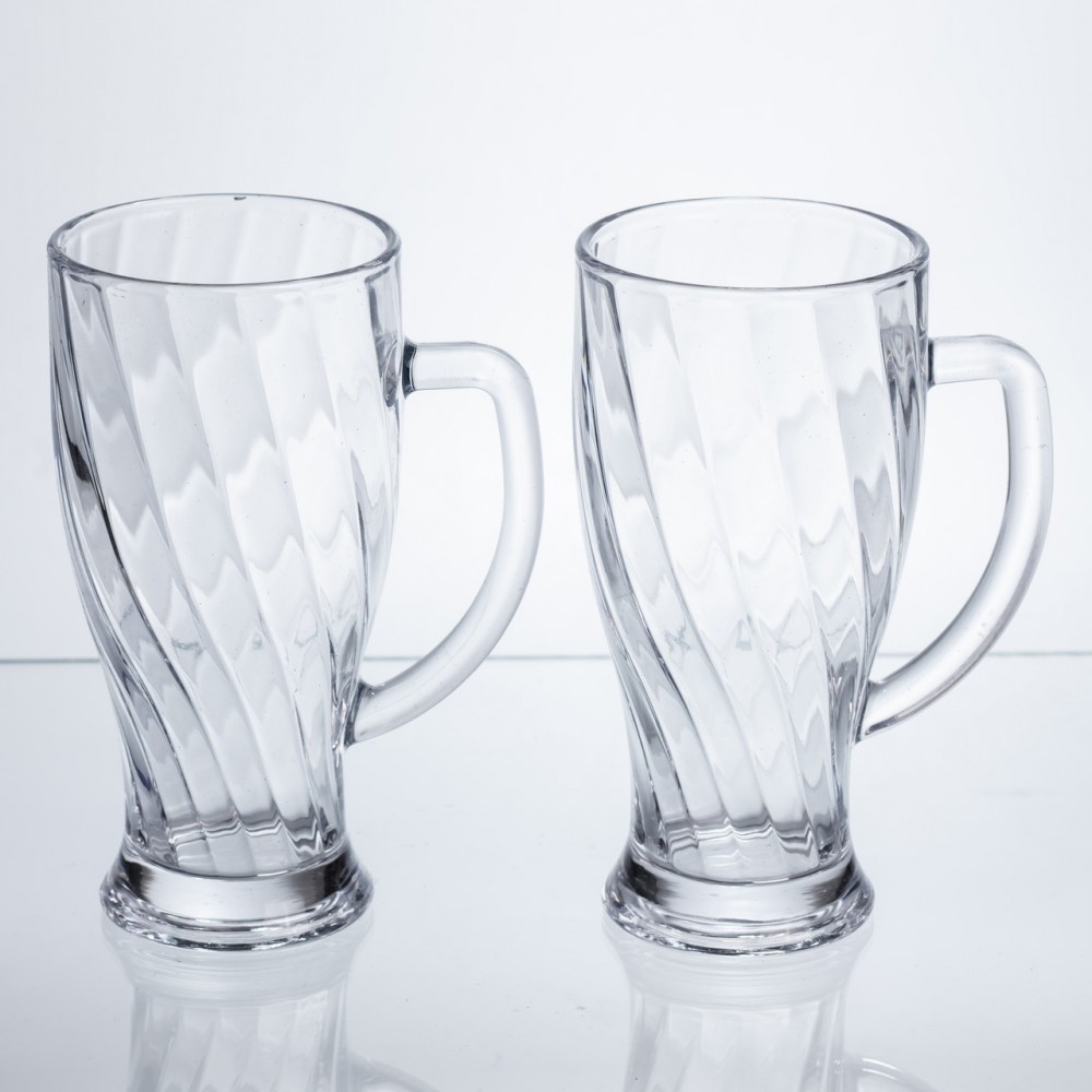 Набор кружек для пива Glass Mug стеклянных 2 штуки по 420 мл HP-17-59
