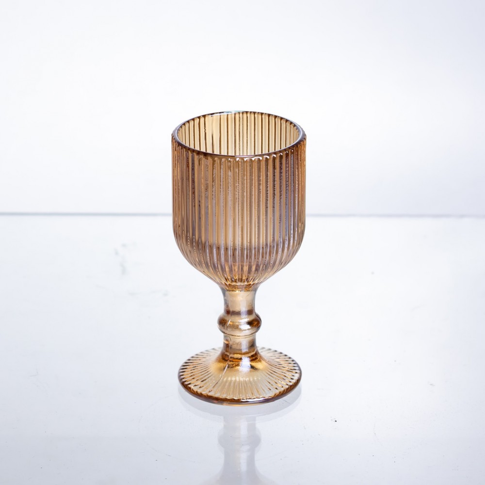 Набор рюмок для крепких напитков 6 штук по 50 мл ребристых из толстого стекла коричневый HP-19-221