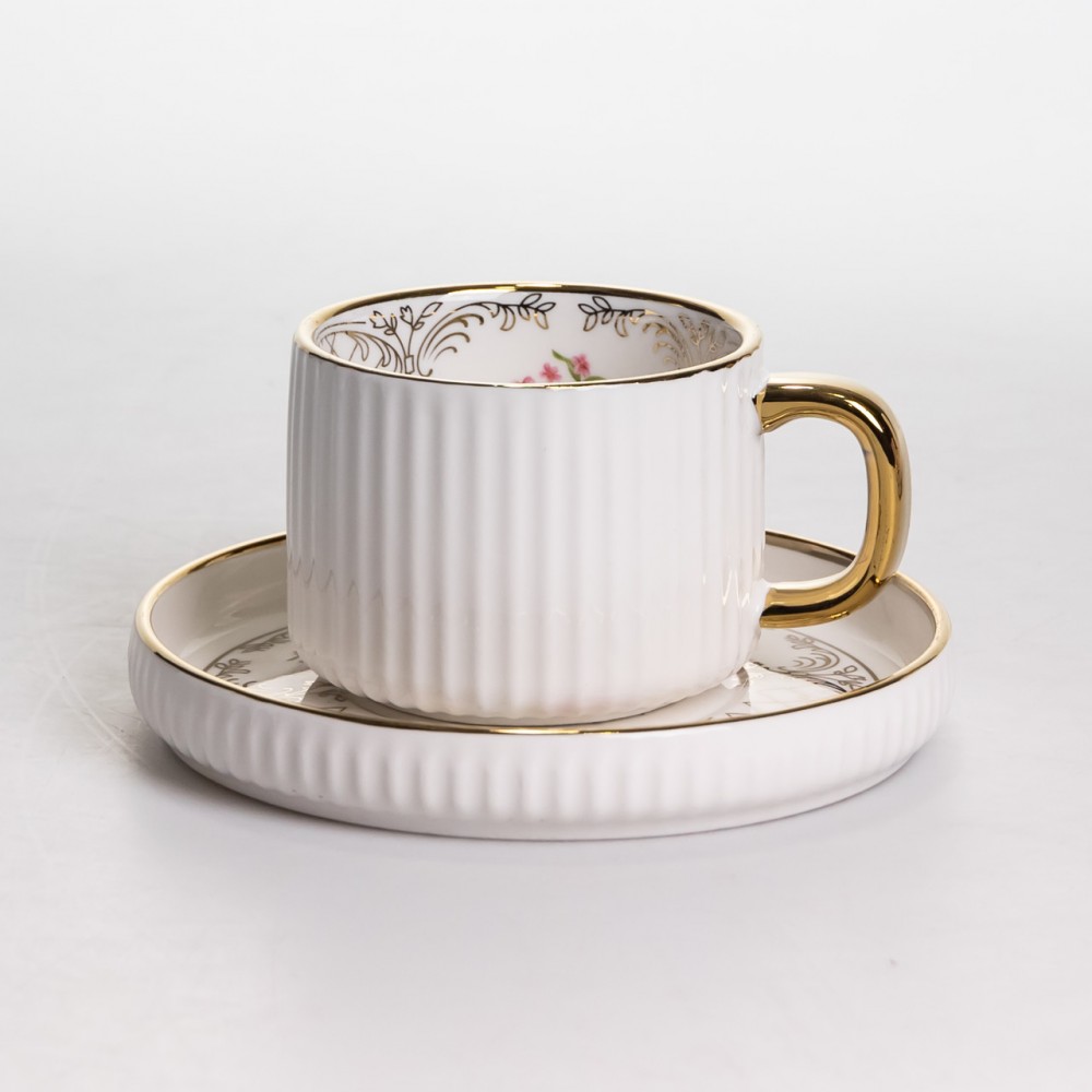 Столовый набор посуды тарелок и чашек 32 предмета на 6 персон "Золотой Кант" фарфоровый TH-32