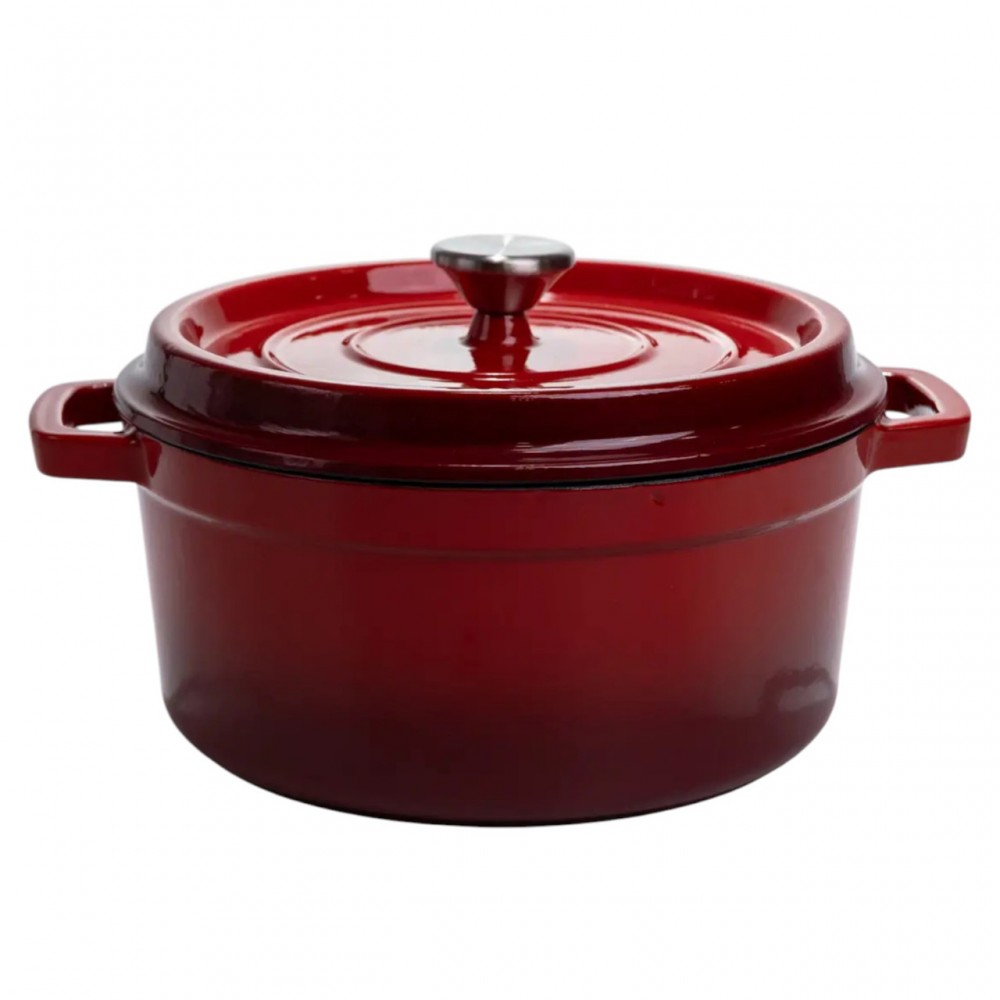 Кастрюля чугунная 3.5 л эмалированная Ø24 см с крышкой HP-1-1-RED