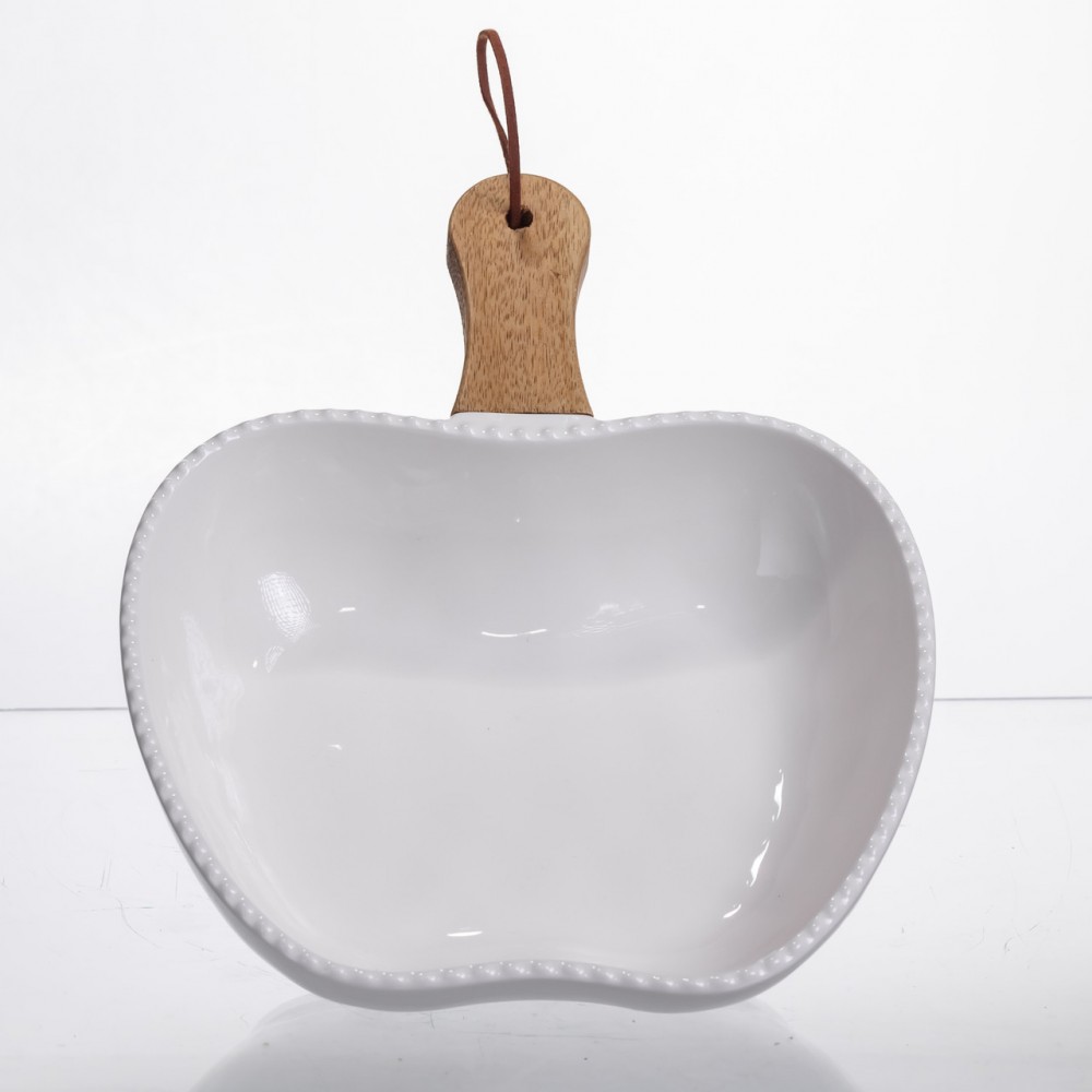 Тарілка порцелянова глибока з ручкою Яблуко 25×20×5 (см) Білий ZJH-15-6