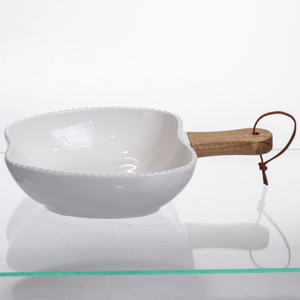 Тарілка порцелянова глибока з ручкою Яблуко 25×20×5 (см) Білий ZJH-15-6