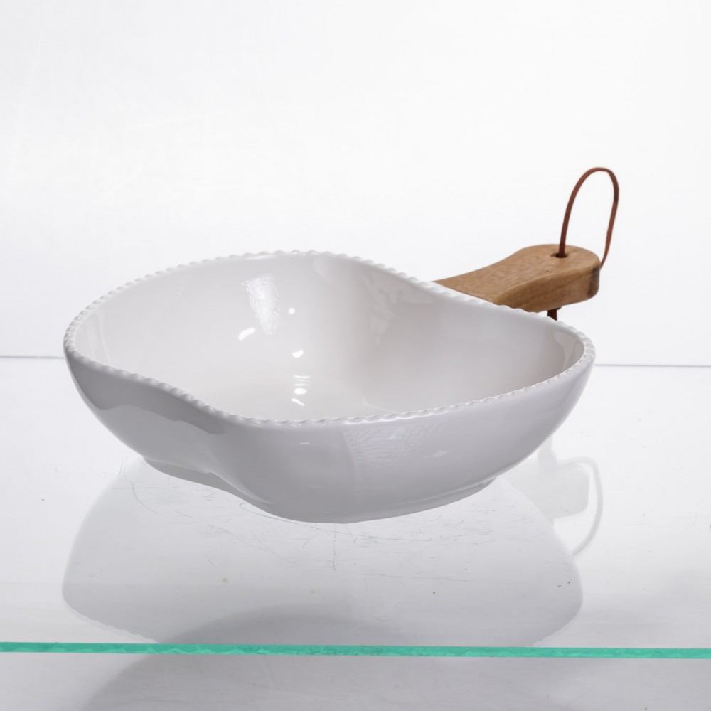 Тарілка порцелянова глибока з ручкою Яблуко 25×20×5 (см) Білий ZJH-15-6