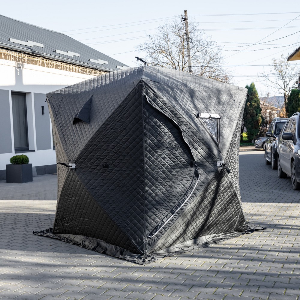 Палатка зимняя утепленная "Куб" (3-х местная 210х210х210), Зимняя палатка для рыболова туризма кемпинга и путешествий Черная LU-BD18B