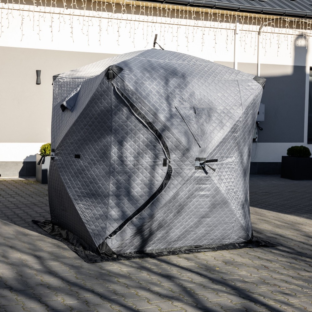 Палатка зимняя утепленная "Куб" (3-х местная 210х210х210), Зимняя палатка для рыболова туризма кемпинга и путешествий Серая LU-BD18G