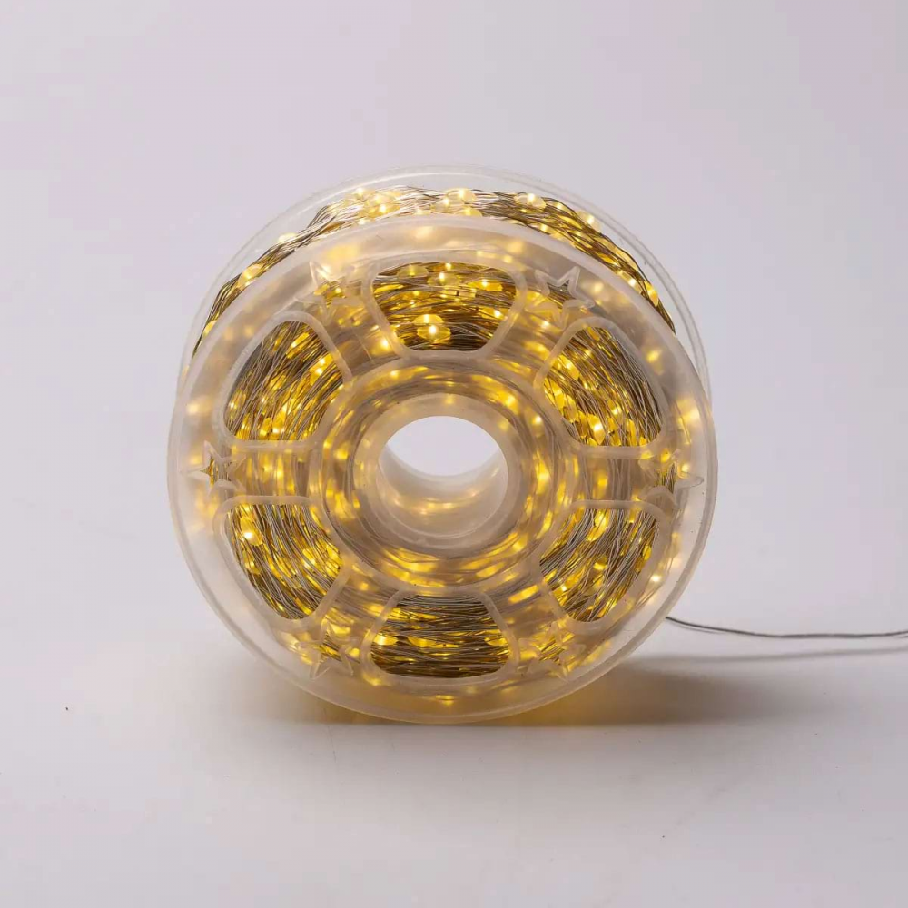 Гирлянда роса на пульте 200 метров на 2000 led светодиодов капля белый провод желтая 2000L200MWY