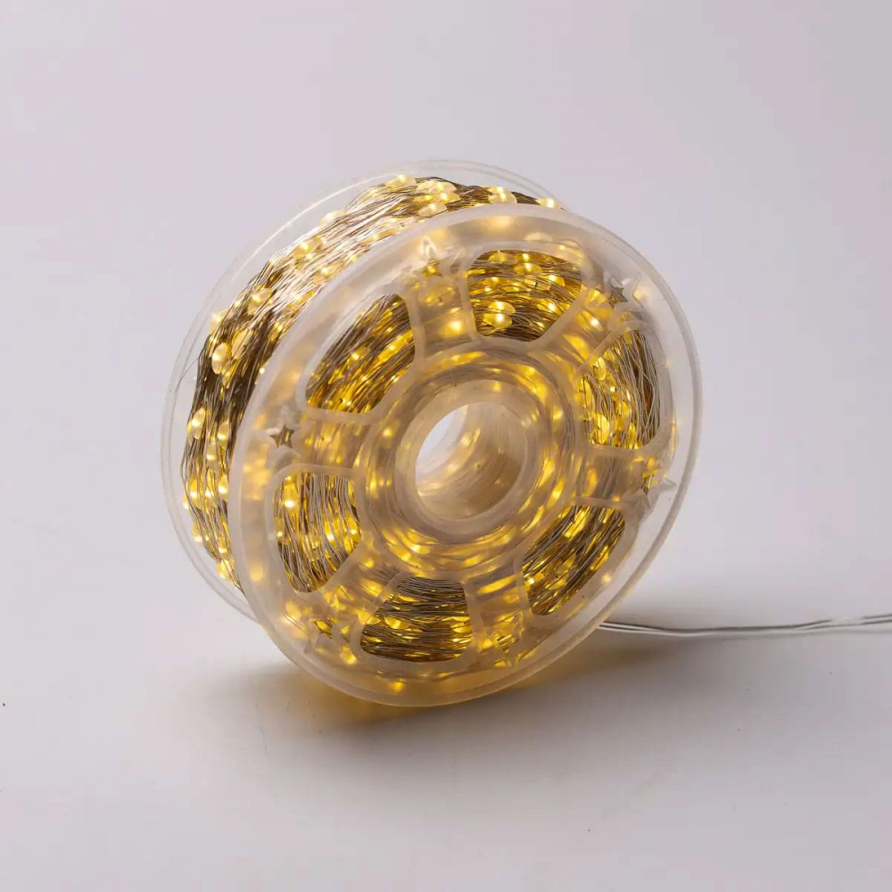 Гирлянда роса на пульте 200 метров на 2000 led светодиодов капля белый провод желтая 2000L200MWY