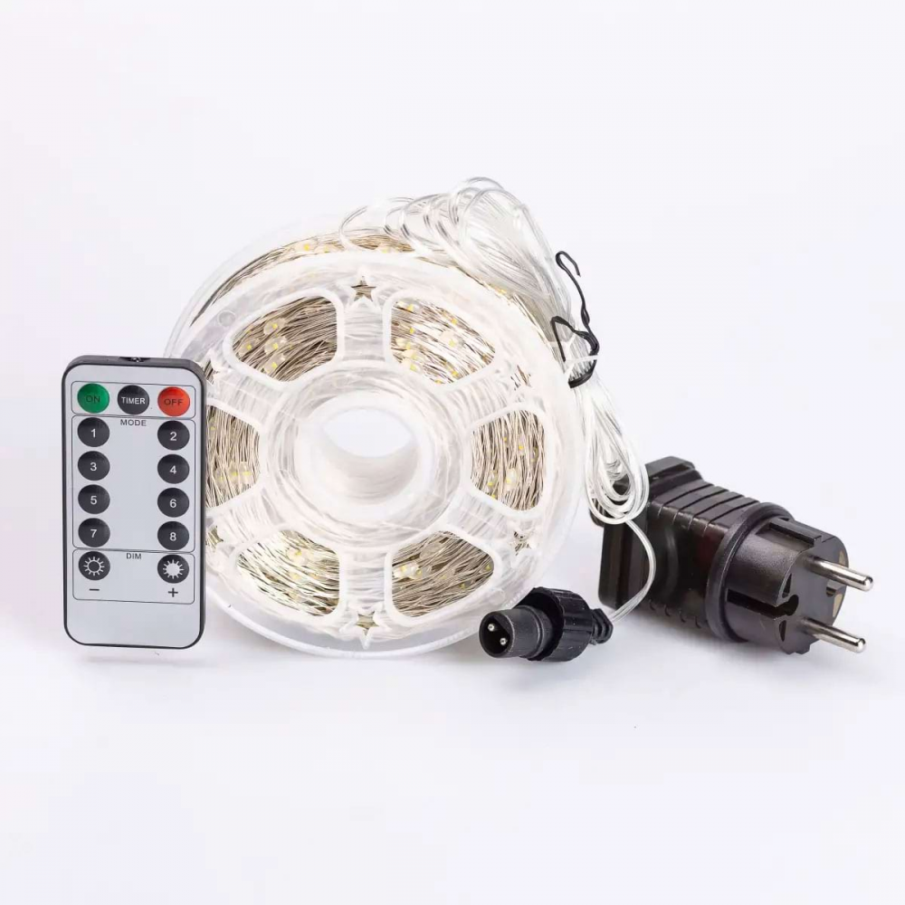 Гирлянда роса на пульте 200 метров на 2000 led светодиодов капля белый провод желтая 2000L200MWY