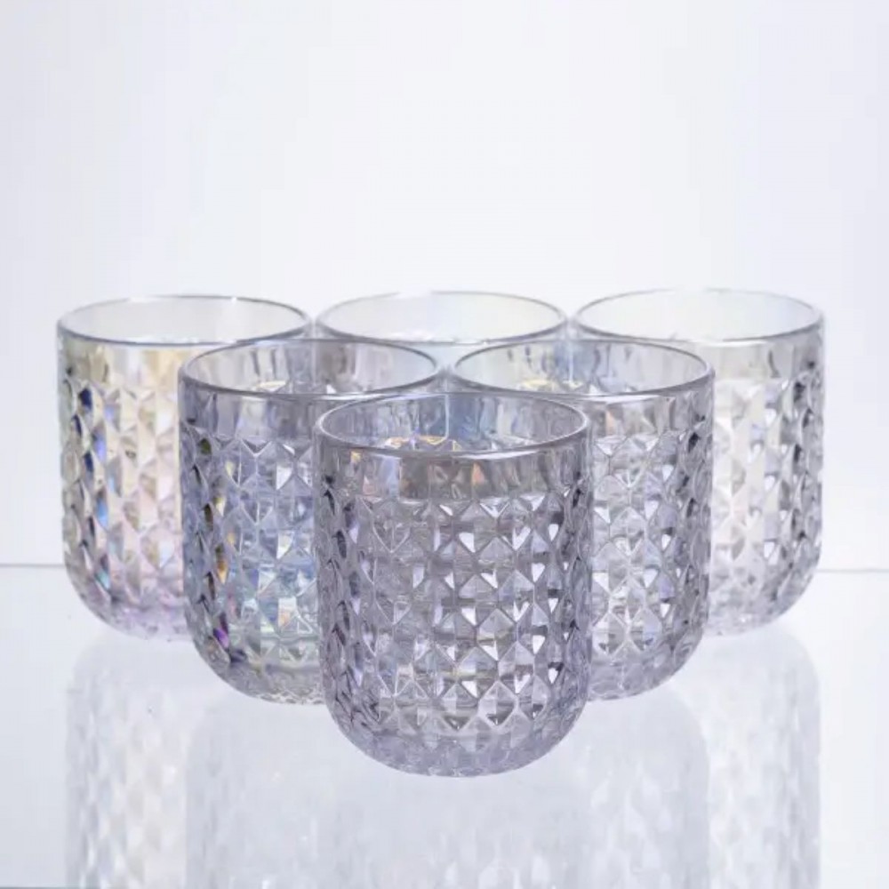 Набор стаканов 6 штук по 250 мл из толстого стекла рельефные rainbow HP-19-256