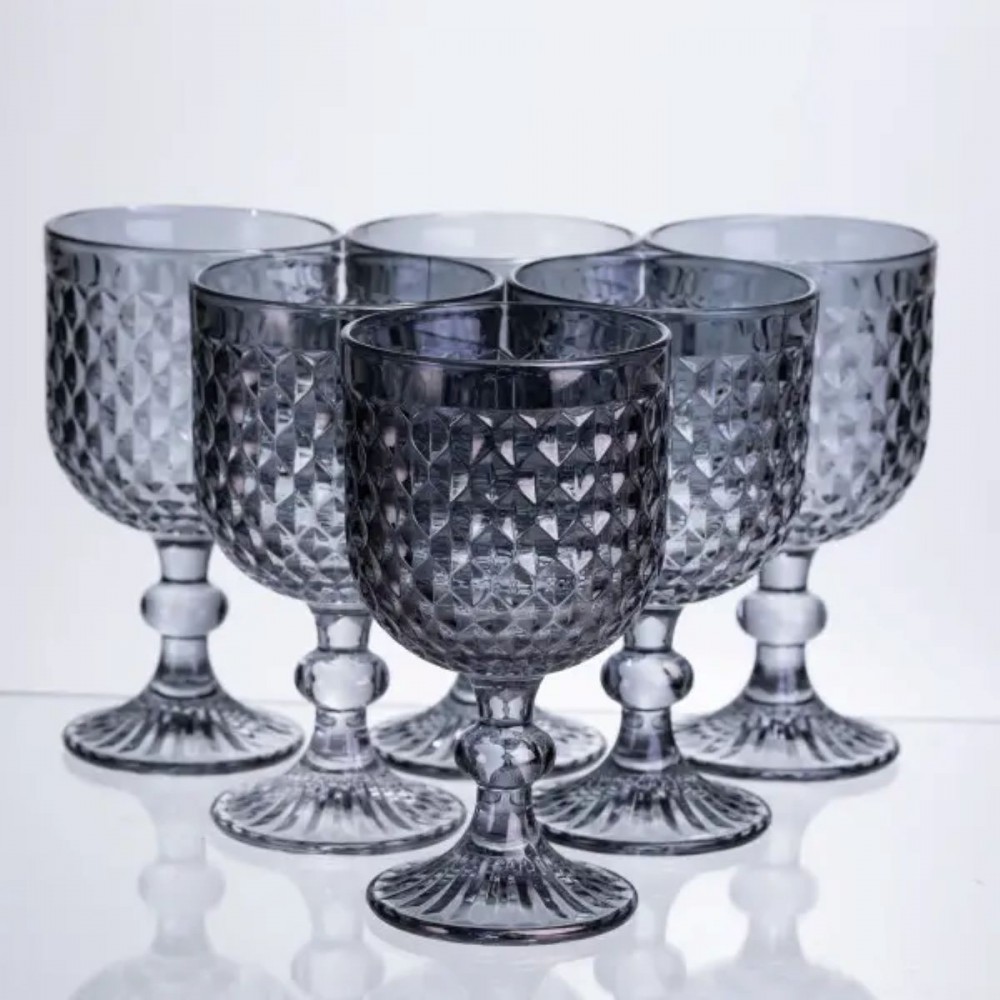 Набор бокалов для вина 6 штук по 300 мл серый HP-19-261