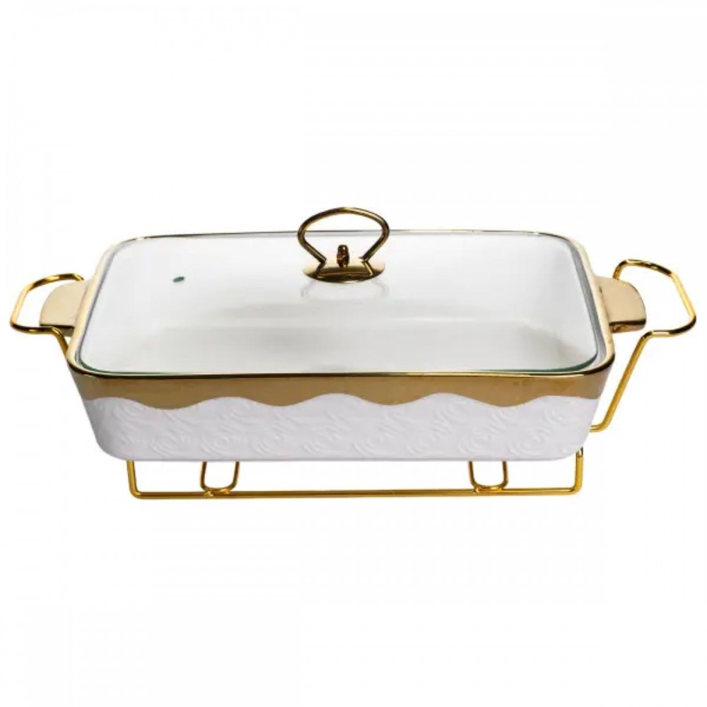 Мармитница фарфоровая 2 л на подставке с подогревом 40х22.5х15.5 см HNG-112-15