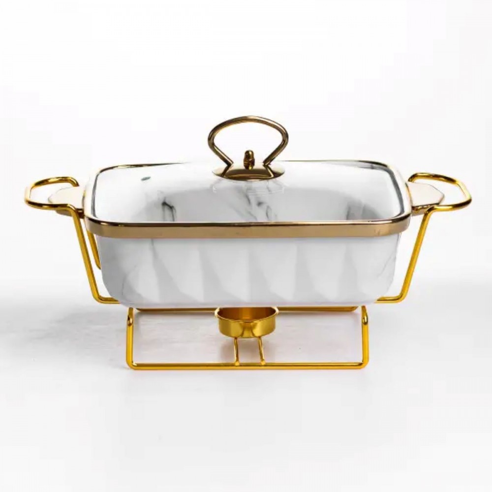 Мармитница фарфоровая 1 л на подставке с подогревом 31х16х11 см ML-77A-11