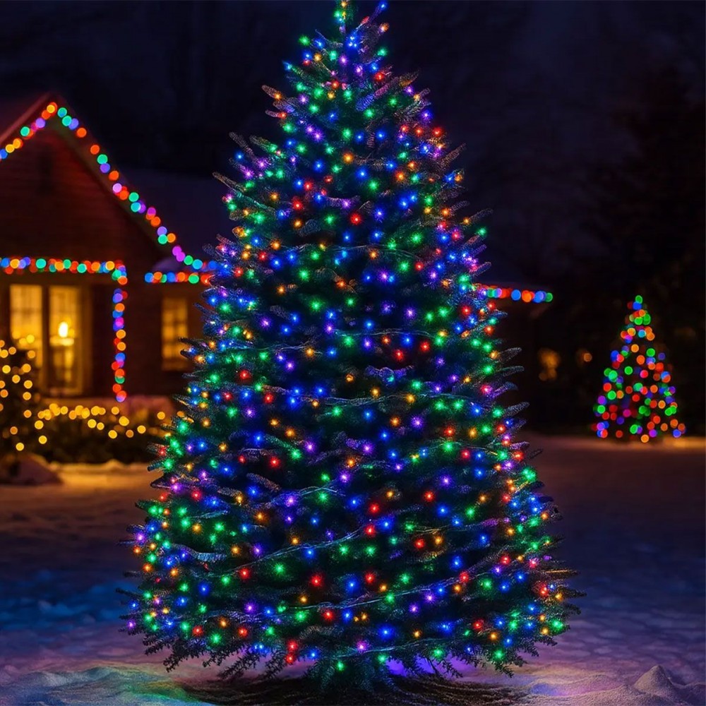 Светодиодная гирлянда Роса 50 метров 500 LED белая нить на медном проводе с пультом Мультиколор 500L50MWML