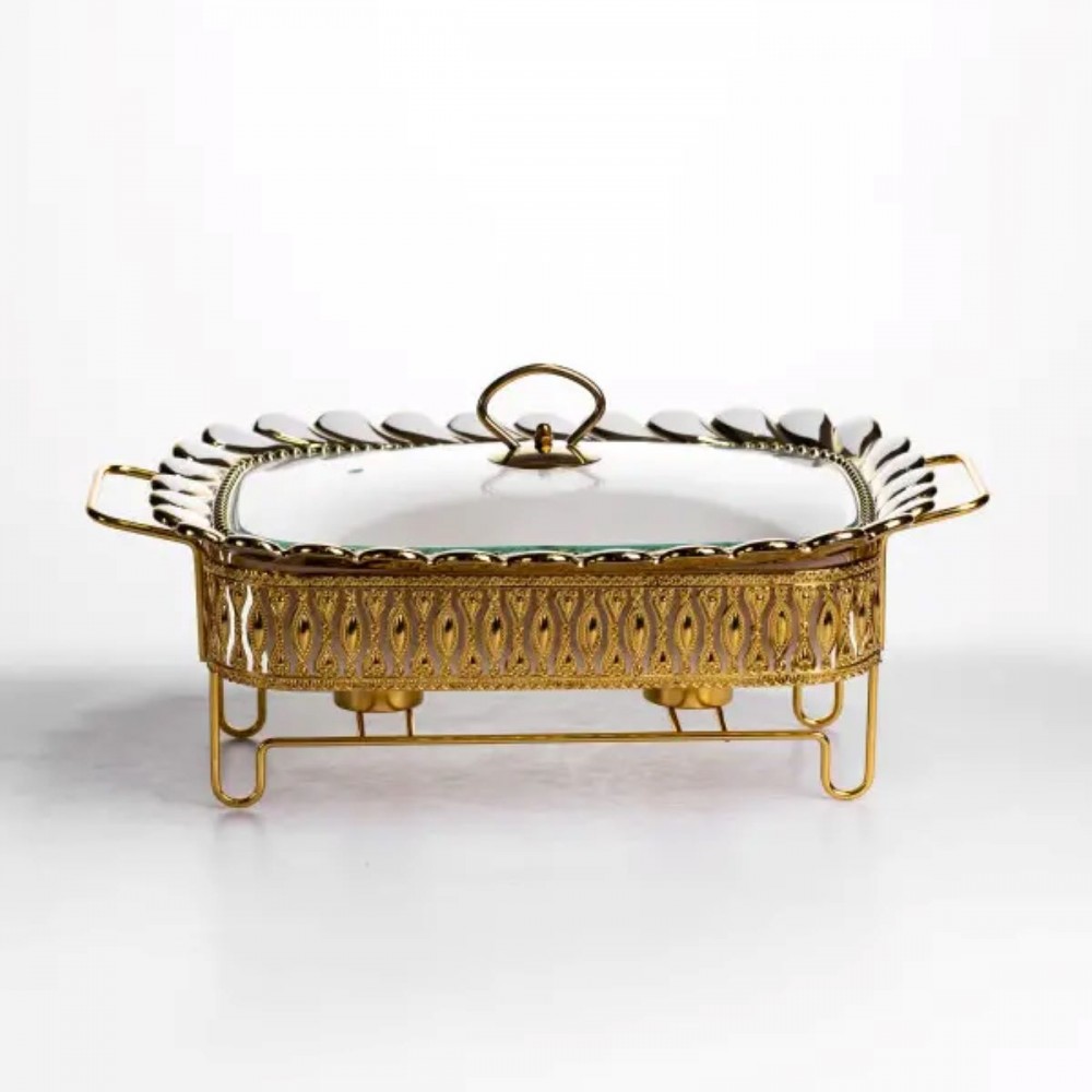 Мармитница фарфоровая Tiffany 1.5 л квадратная подставке с подогревом 34х26х7 см SX42-2