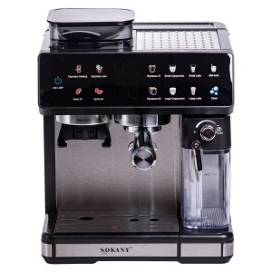 Кавоварка ріжкова 4в1 з кавомолкою 1800 Вт резервуар 2,6 л Sokany SK-04032