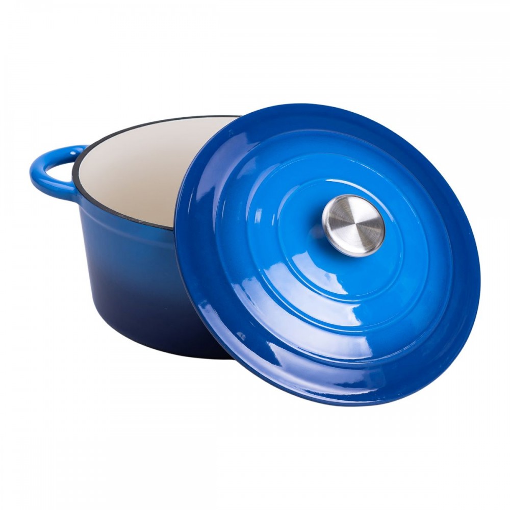Набор чугунной посуды для приготовления 3 кастрюли и сковорода с эмалированным покрытием Синий HP-1-8