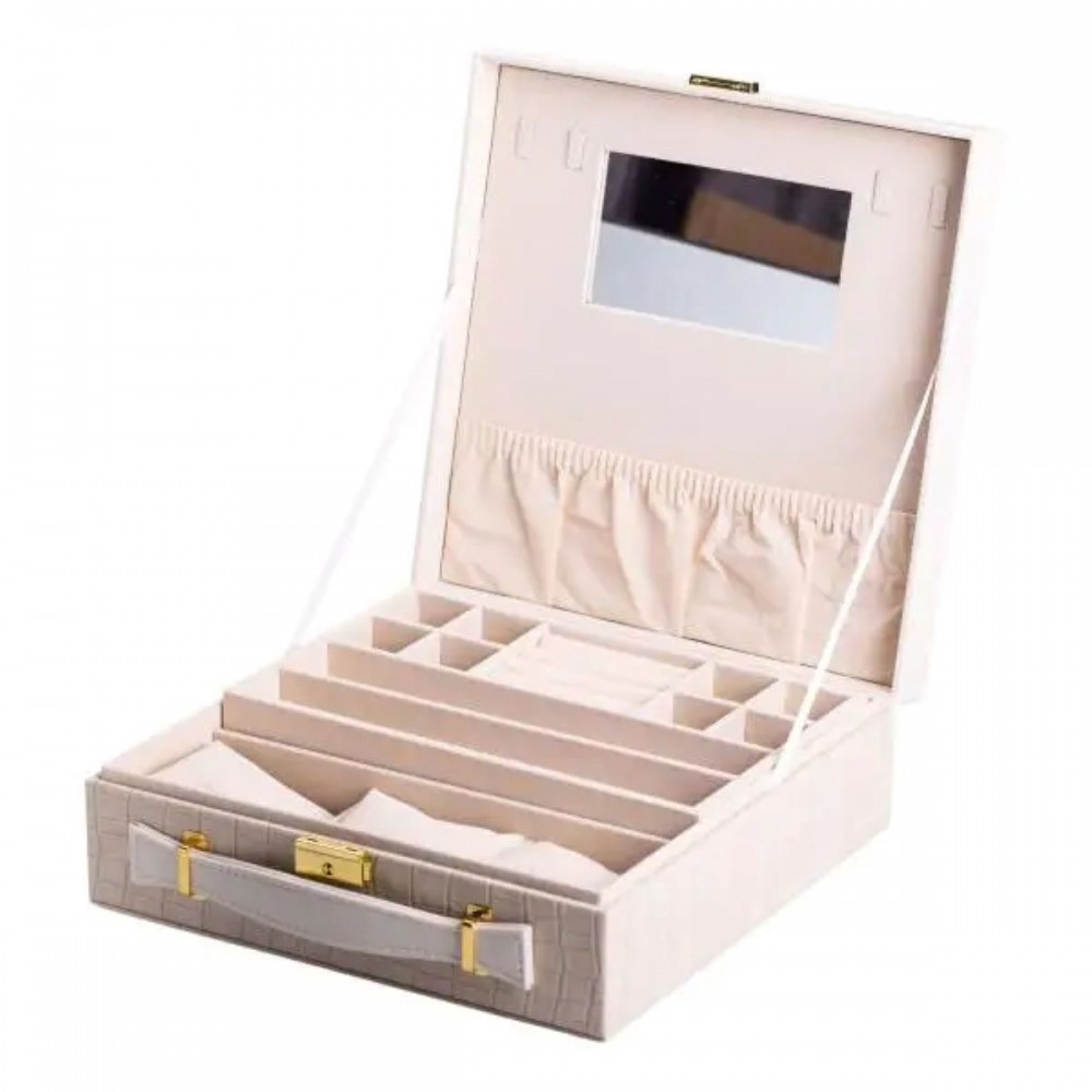 Шкатулка для украшений из эко кожи 2 яруса органайзер для ювелирных изделий HP-5-35BE