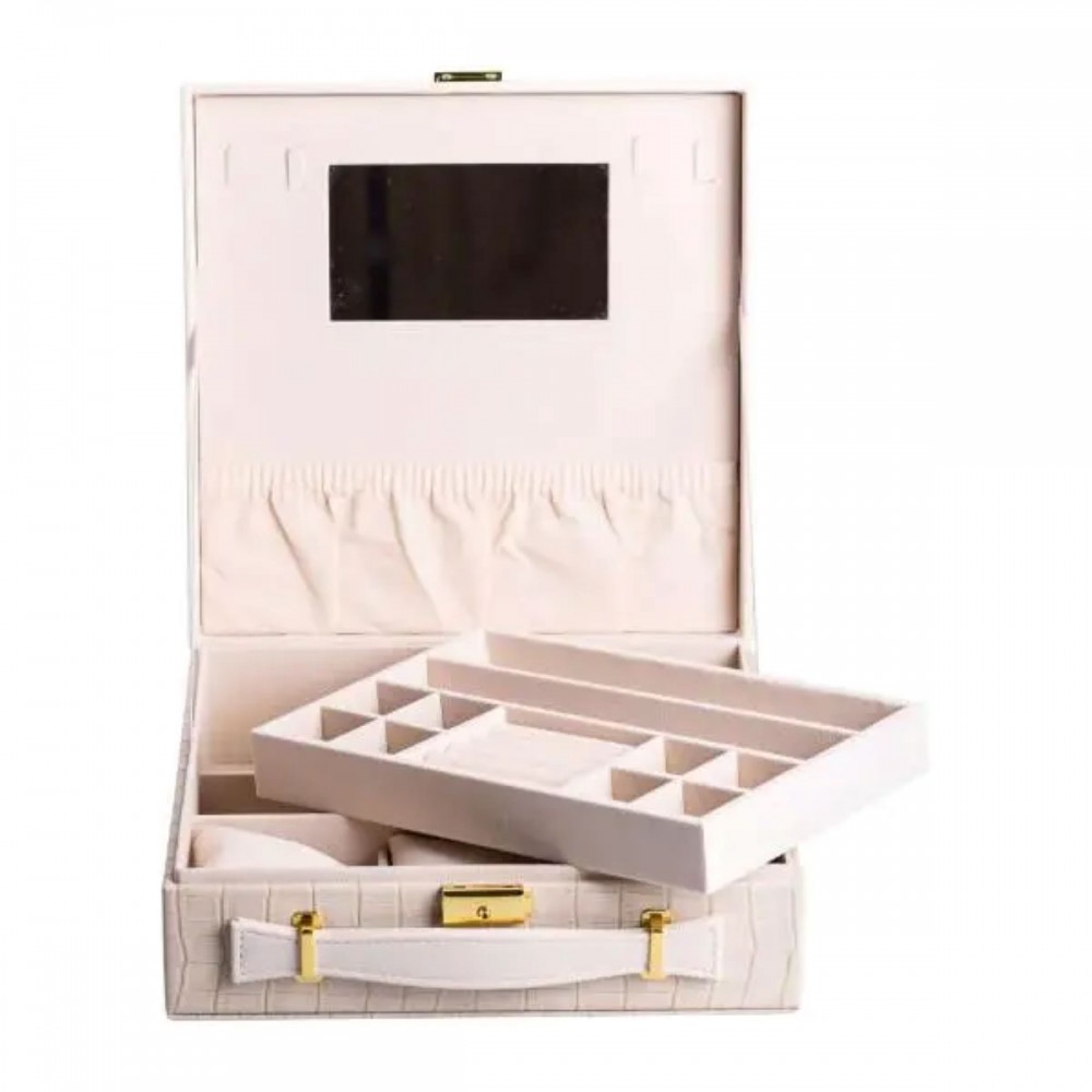 Шкатулка для украшений из эко кожи 2 яруса органайзер для ювелирных изделий HP-5-35BE