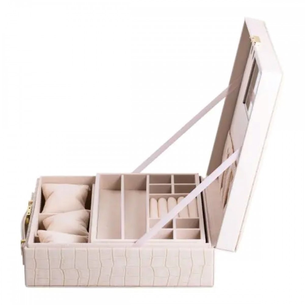 Шкатулка для украшений из эко кожи 2 яруса органайзер для ювелирных изделий HP-5-35BE