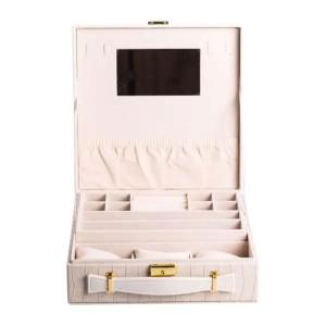 Шкатулка для украшений из эко кожи 2 яруса органайзер для ювелирных изделий HP-5-35BE