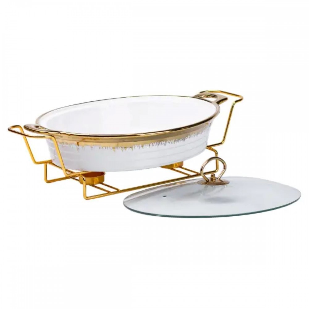 Настільна мармітниця 41х25х15.5 см марміт порцелянаовий для других страв 2 л HP1027