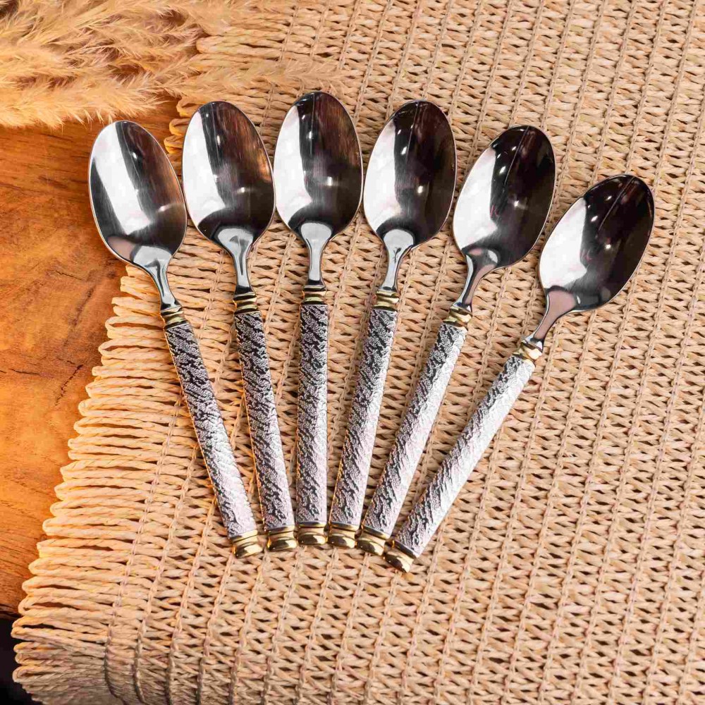 Набор чайных ложек 6 штук из нержавеющей стали 14.5 см ложки десертные глянцевая полировка столовые приборы HP-16978-07