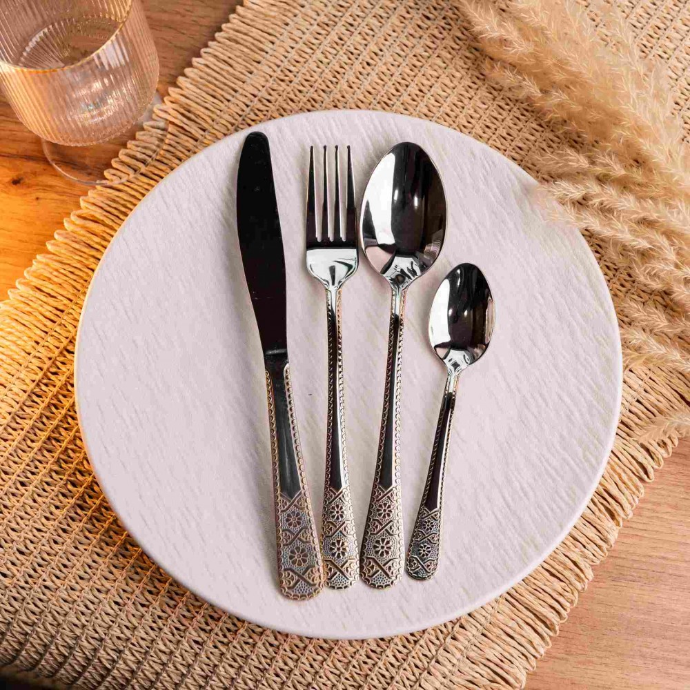 Набор столовых приборов из нержавеющей стали на 6 персон 24 предмета столовая ложка вилка нож в подарочной упаковке HP-16978-22