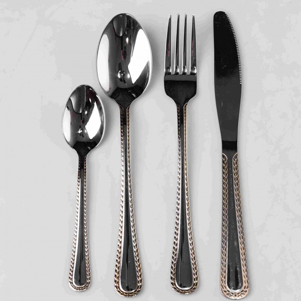 Набор столовых приборов из нержавеющей стали на 6 персон 24 предмета серебристая столовая ложка вилка нож в подарочной упаковке HP-16978-23