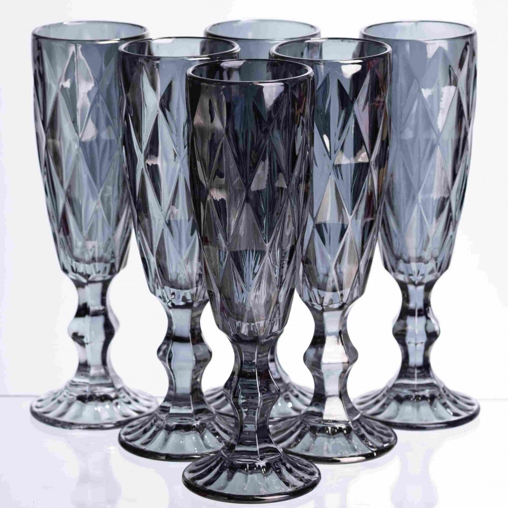 Набор бокалов для шампанского Fractal 6 штук по 180 мл HP-19-268 прозрачный бокал для напитков игристого вина