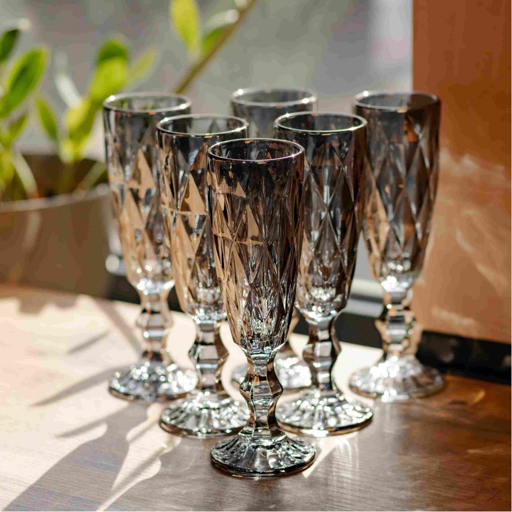 Набор бокалов для шампанского Fractal 6 штук по 180 мл HP-19-268 прозрачный бокал для напитков игристого вина