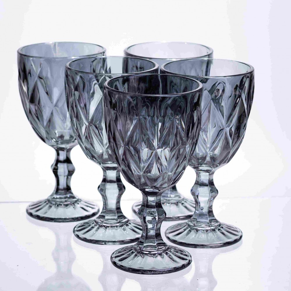 Набор бокалов столовых Fractal 6 штук по 300 мл HP-19-269 для напитков коктейлей шампанского прозрачный