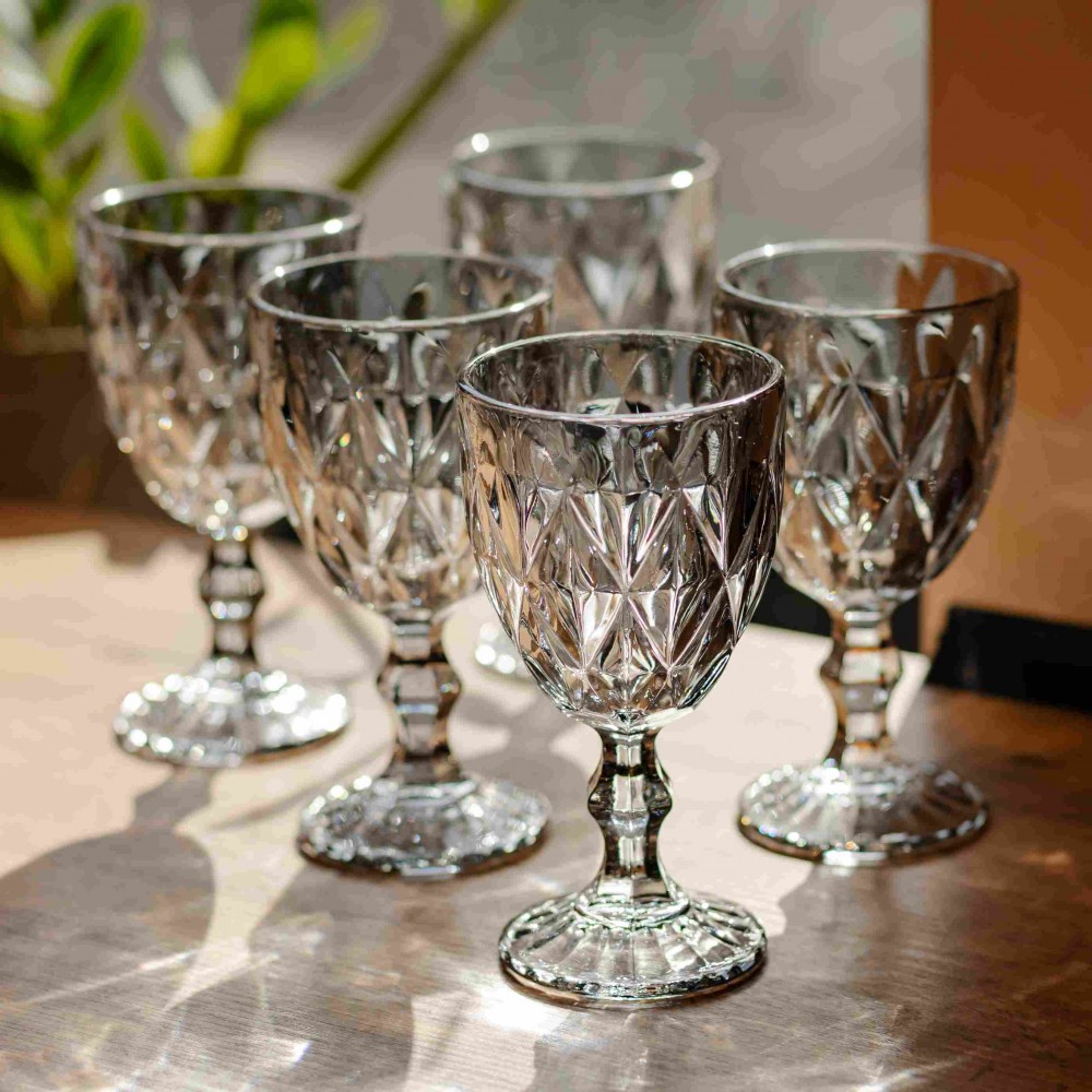 Набор бокалов столовых Fractal 6 штук по 300 мл HP-19-269 для напитков коктейлей шампанского прозрачный